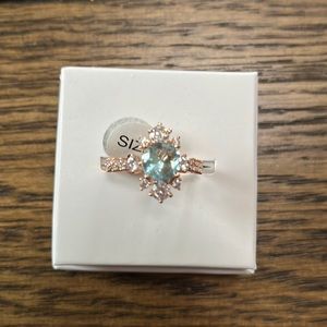 Lab created blue sapphire and aquamarine ring. Size 8.